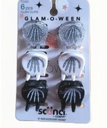 Scunci Glam-O-Ween Skeleton Hands Claw Clip 6 Pcs Halloween Sparkle Hair... - $8.08
