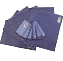 6 Cobalt Blue Woven Fabric Placemats and Napkins Oversized New w Tags Re... - $32.71