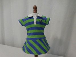 American Girl Doll Lanie Meet Dress Green Blue Striped Rugby Polo Dragonfly  - £9.43 GBP