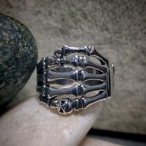 S925 Silver Skeleton Skull Ring | Adjustable Unisex Thai Trend Design SL313 - $133.06