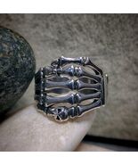 S925 Silver Skeleton Skull Ring | Adjustable Unisex Thai Trend Design SL313 - $187.41 CAD