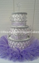 Lavender and Purple Ballerina Princess Baby Girl Theme Shower 3 Tier Diaper Cake - £58.83 GBP