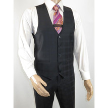 Men Suit BERLUSCONI Turkey 100% Italian Wool Super 180's 3pc Vested #Ber41 Black image 12