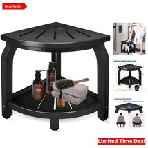 Natural Bamboo Shower Stool with Storage Shelf - Easy Assembly, Safe &amp; S... - $98.95