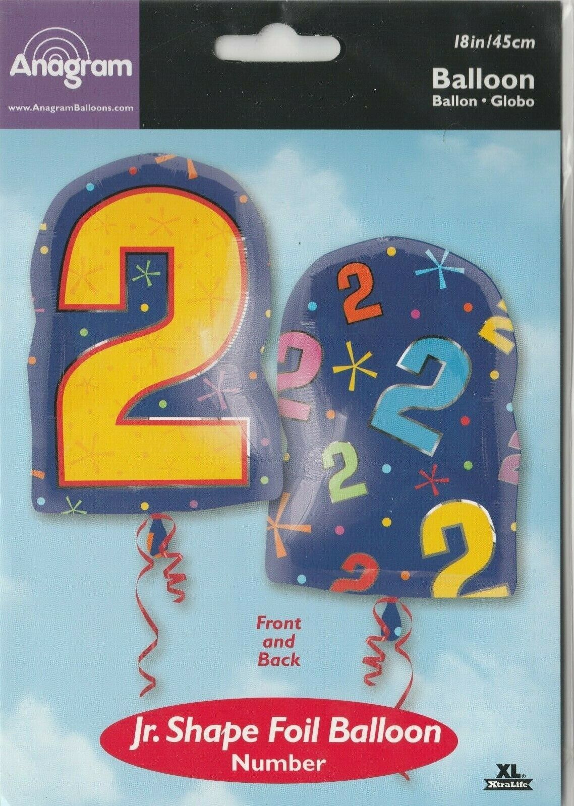 Anagram Number &quot;2&quot; size 18&quot; Jr.Shape Foil Balloon - $9.89