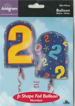 Anagram Number &quot;2&quot; size 18&quot; Jr.Shape Foil Balloon - $9.89