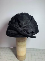 Vintage Black Bow Hat Sz Med - $13.94