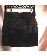 Layered  black mini skirt rose bow cotton/poly/spandex LG - £11.97 GBP