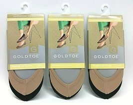 6 Pairs Gold Toe Cushioned Low Cut Liner Socks Sockanista Nude &amp; Black S... - £18.15 GBP