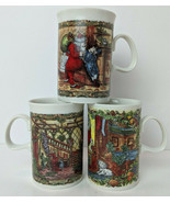 3 Dunoon Scotland Coffee Mug Cup Christmas Cheer Series Santa Party Past - $19.80