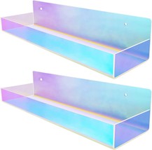 Tlbtek 2 Pcs 15 Inch Iridescent Rainbow Floating Shelves,Acrylic, Without Edge - £36.26 GBP