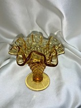 VINTAGE Fenton Art Glass Hobnail Amber Small Trumpet Vase - £18.17 GBP