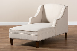 Jaclyn Beige Fabric Upholstered Wenge Brown Finished Chaise Lounge - $12,683.90 MXN