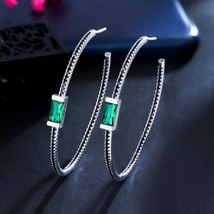  trendy black and green cubic zirconia big oversize thin round circle hoop earrings for thumb200