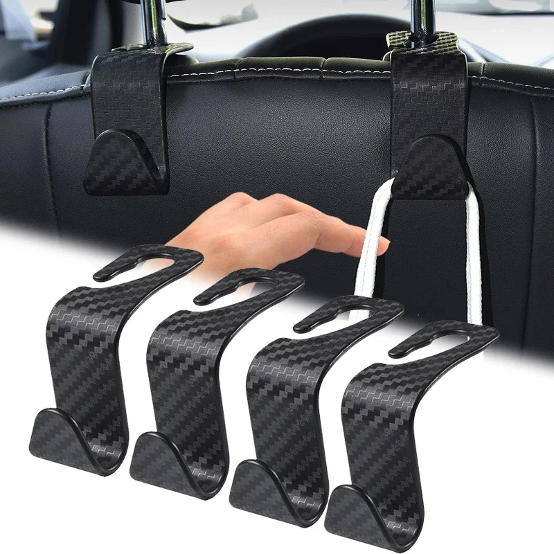 6Pcs Carbon Fibre Hook Car Seat Headrest Hook Auto Back Seat Organizer Hanger - £9.32 GBP