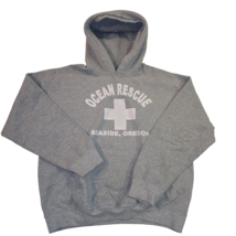 OCEAN RESCUE-SEASIDE OREGON- Gray Large Hoodie - Surfing-Casual-GILDAN D... - $14.92