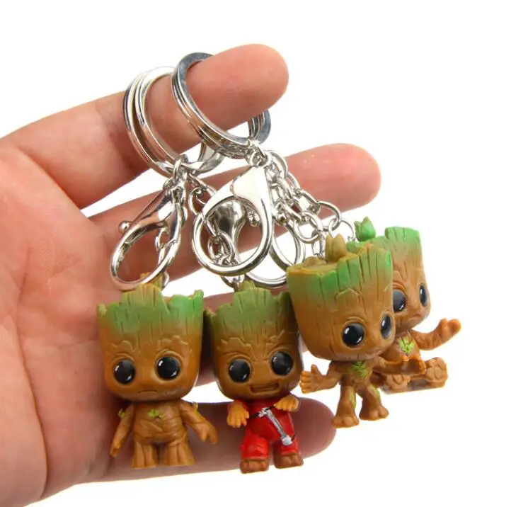 4pcs/set Marvel Guardians of The Galaxy Avengers Groot Baby Tree Man Key... - $12.76