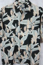 GORGEOUS VTG Tommy Bahama 2-Pocket Rayon Black Floral Hawaiian Shirt M - £42.47 GBP