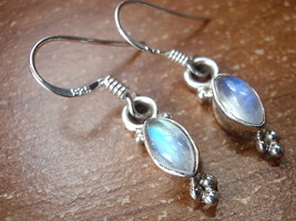 Tiny Rainbow Moonstone Earrings 925 Sterling Silver Dangle Corona Sun Jewelry - $20.66