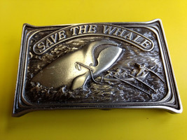 1976 Bergamot Brass Works "Save The Whale" Belt Buckle Fishermen Harpooning - $24.95