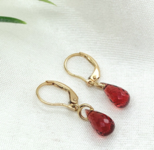 14k Gold 4.43 Carat TW Genuine Natural Garnet Briolette Drop Earrings (#... - $564.30