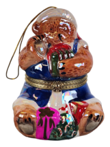 Mr. Christmas Teddy Bear Animated Porcelain Carousel Music Box Ornament - £8.28 GBP