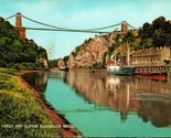 Vtg Postcard Bristol UK Avon Gorge Clifton Suspension Bridge Salmon Came... - $3.91