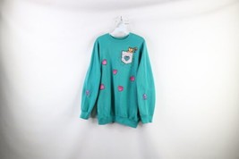 Vintage 90s Streetwear Womens 2XL Faded Heart Cat Kitten Crewneck Sweatshirt USA - £39.65 GBP