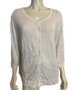 NWT J.Jill White Button Front 3/4 Sleeve Cardigan Size 2X - €28,52 EUR