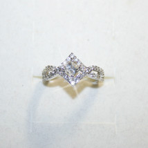 Princess Austrian Zircon Engagement Promise Ring 14k White Gold over 925 SS - £46.26 GBP