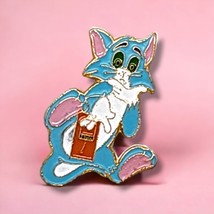 VINTAGE PIN  CLASSIC CHARACTER BLUE CAT W/MOUSETRAP Enamel W/ Brass Base - $1.64