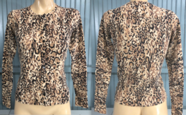 Leopard Animal Print Stretch Merona Cotton Blend Button Shirt Long Sleev... - £9.29 GBP