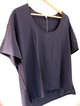 NEW! BELLA LUXX Los Angeles Gorgeous Silk Navy Blue Airy Blouse Top L $128 - $47.40