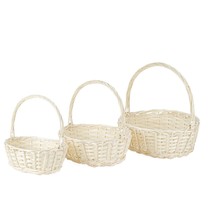 THY Collectibles Set of 3 Hand Woven Wicker Rattan Flower Baskets with Handle Li - $39.99