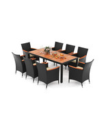 9 Pieces Outdoor Dining Set with Acacia Wood Tabletop - Color: Beige - $1,211.19 CAD
