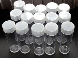 Lot of 15 BCW Nickel Round Clear Plastic Coin Storage Tubes w/ Screw On ... - $14.49