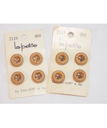 VINTAGE BUTTONS NEW OLD STOCK La Petite 5/8&quot; 8 FAUX SEWN TAN BROWN LEATHER  - $10.74 CAD