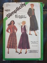 Skirt, Jacket and Vest Sizes 10-12-14 Vintage Pattern Simplicity 6595 Un... - $8.54