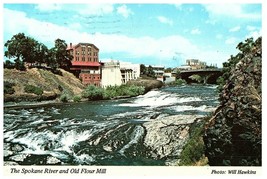 The Spokane River And The Old Flour Mill Postcard Posted 1979 - £4.64 GBP