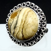 Natural Picture Jasper Round Gemstone Handmade Ring Gift For Jewelry Size 8 - $6.83