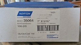 Norton 35064 Sand Paper Size 7 X 5/16 Grit 100 Grain 2/0 New Per Box 100 Disc&#39;s - $24.74