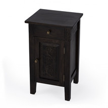 24 Inch Natural Brown Solid Wood End Table With Door and Drawer - €358,89 EUR
