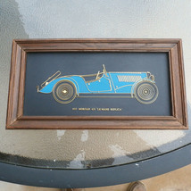 VINTAGE 1937 MORGAN 4/4 LEMANS REPLICA EMBOSSED PLASTIC PLAQUE WITH WOOD... - $13.68