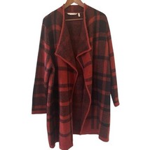 Soft Surroundings Open Cardigan XL Red Long Plaid Alpaca Wool Fall Boho ... - $650.81 MXN