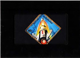 Tchotchke Framed Stamp Art - Used Burundi Postage Stamp -1975&quot;Apollo-Soyuz&quot; Spac - £6.92 GBP