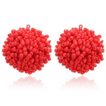 New Valentine&#39;s Day Earring Bohemian Fashion Irregular Fringed Earrings Red Bead - £15.30 GBP