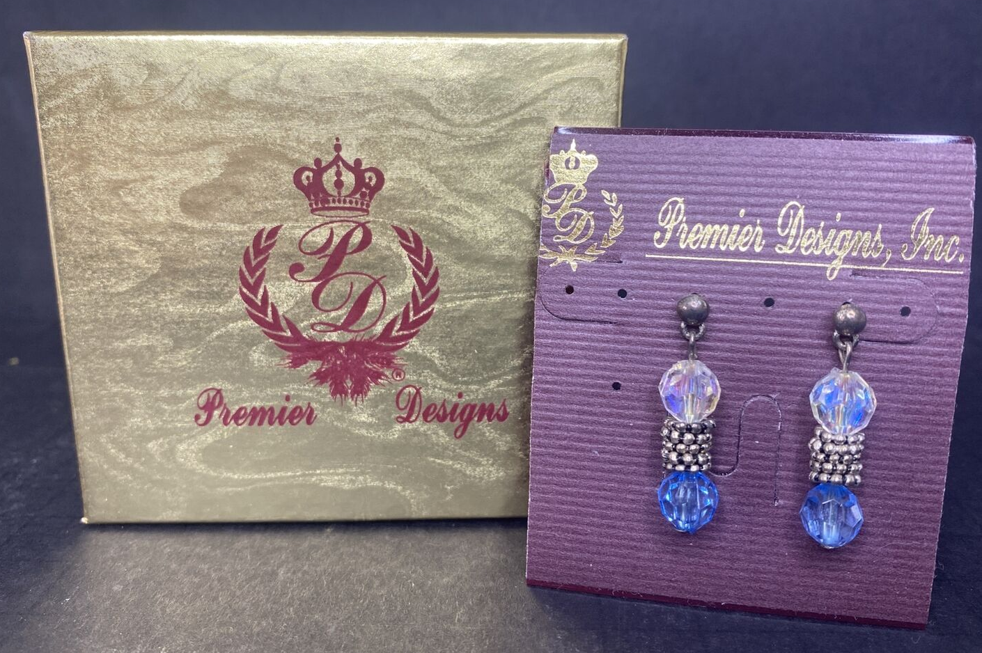 Premier Designs Jewelry "Drizzle" Blue & Silver Tone Beaded Earrings SKU PD24 - £18.37 GBP