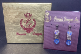 Premier Designs Jewelry "Drizzle" Blue & Silver Tone Beaded Earrings SKU PD24 - £18.27 GBP
