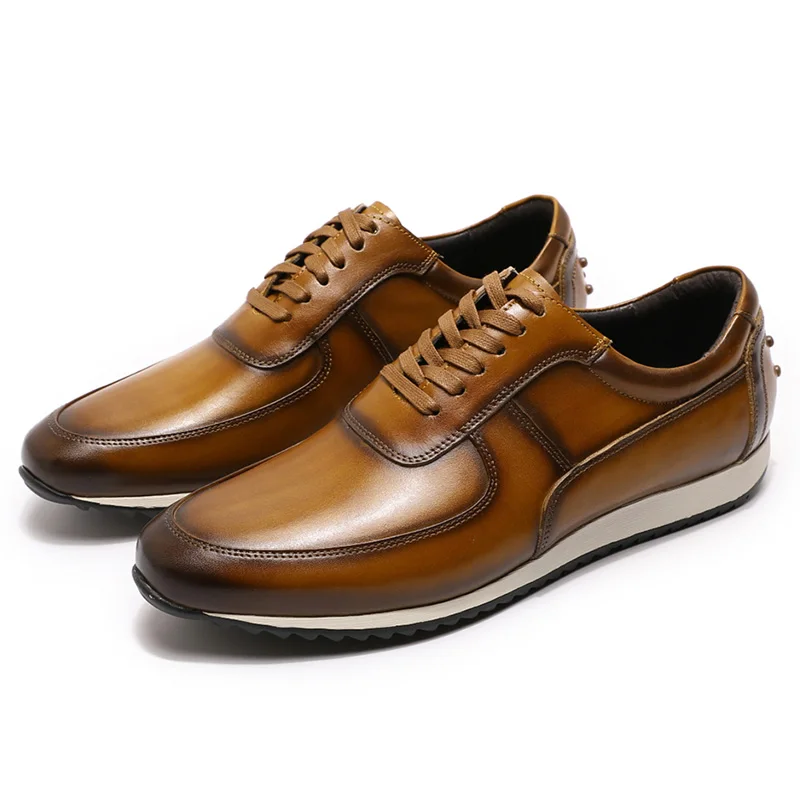 Big Size 5-15 Mens Casual Shoes Genuine Leather Hand Painted Oxford Brow... - $136.63