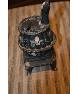 Vintage 5  Cast Iron Pot Belly Stove w/ Lid, 5.5” tall, floral decoratio... - $45.00